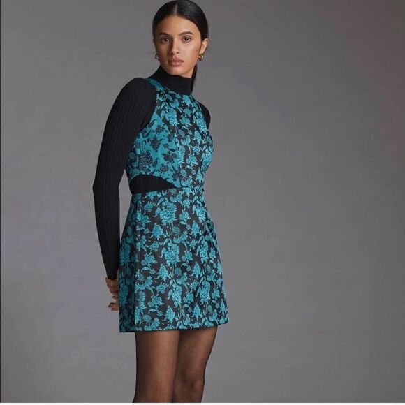 NWT Hutch Floral Jacquard Cut-Out Mini Dress Size 14 - Picture 2 of 14